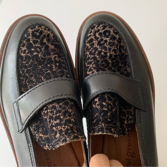 PAUL GREEN Natasha Black Leather Leopard Print Loafer Sz 6/US 8.5 - Picture 8 of 12
